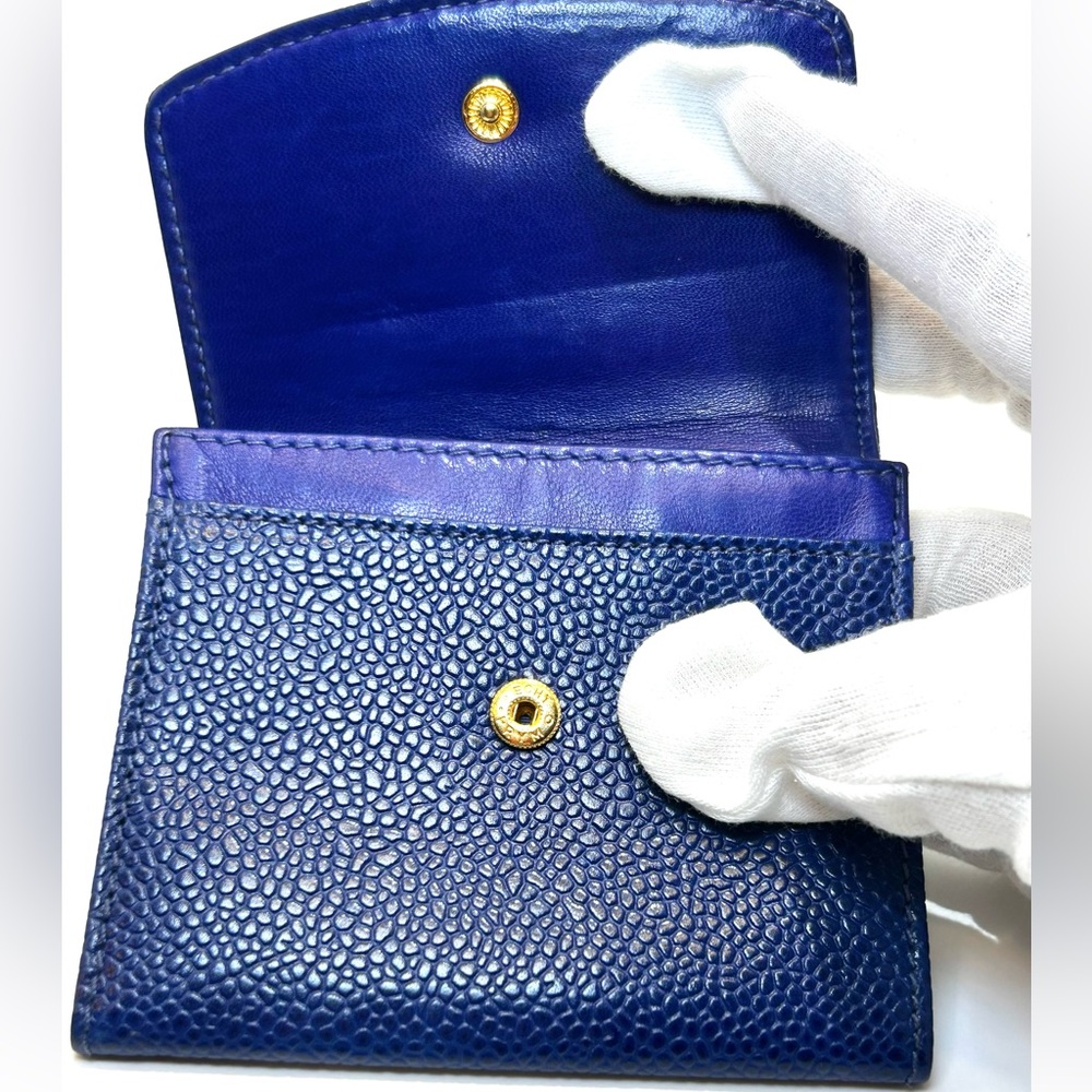 Chanel Blue Cavier Leather Card Wallet with Quilted Logo - Picture 4 of 12